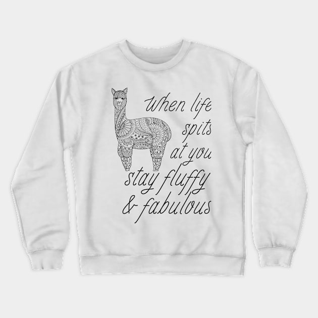 Lispe Alpaca Llama Vicuna Guanaco Stay Fluffy & Fabulous Crewneck Sweatshirt by Lispe
